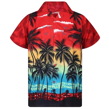 Мужская дизайнерская одежда Футболка с 3D печатью Оверсайз Лето 2023 Путешествия Гавайи Пляж Гавайский Harajuku Цветочный Camisa Masculino