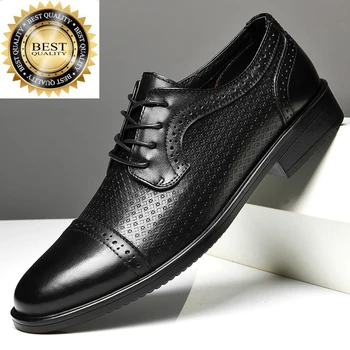 Мужская Мужская обувь черного цвета с британским тиснением Повседневная из натуральной кожи Деловая Официальная офисная