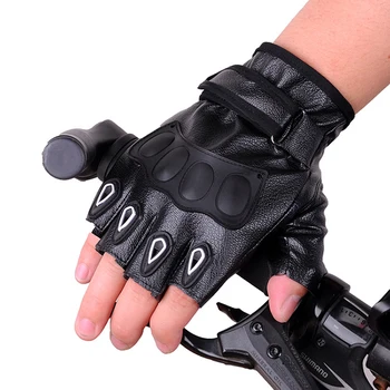 Мужская черная варежка из искусственной кожи на половину пальца, спортивная велосипедная мотоциклетная перчатка, мужская военная тактическая перчатка для фитнеса в тренажерном зале