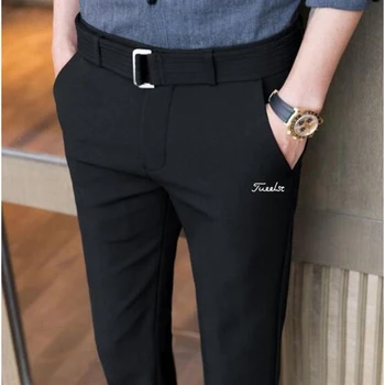 Мужские брюки для гольфа с вышитым логотипом, осенние повседневные деловые брюки 2023, дышащие прямые брюки, мужские брюки для гольфа