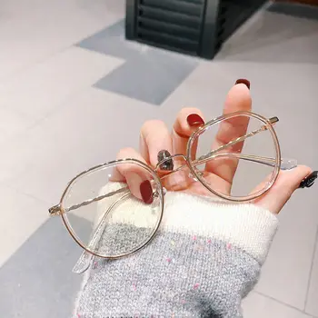 Мужские Женские Круглые очки для близорукости В негабаритной прозрачной металлической оправе Студенческие очки Мода 1.0 1.5 2.0 2.5 3.0 6.0