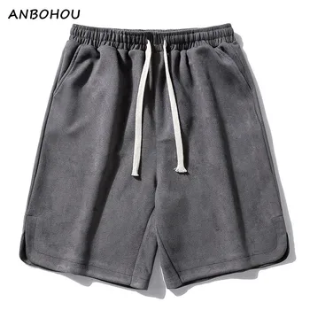 Мужские шорты ANBOHOU Летняя тонкая верхняя одежда из ледяного шелка, быстросохнущие Свободные спортивные пляжные брюки, повседневные короткие брюки, трендовая мужская одежда