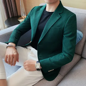 Мужской повседневный джентльменский пиджак, мужское тонкое пальто для свадебного банкета, большой однотонный блейзер, элегантное роскошное пальто корейской версии