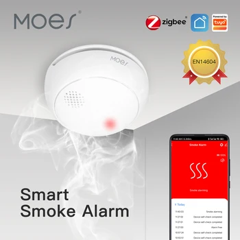 МЧС ZigBee Умный Беспроводной Детектор Дыма Пожарная Сигнализация 85 дБ Датчик Звуковой Сигнализации Smart Safety Protection Home Kitchen Fire App Alert