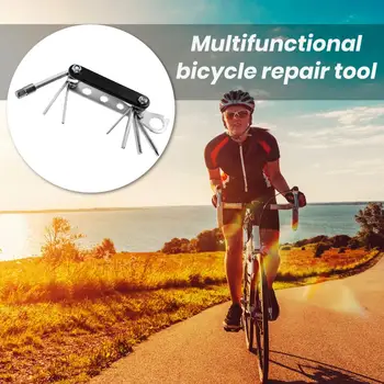 Набор инструментов для ремонта мини-велосипеда Универсальный ключ с шестигранной спицей Складной инструмент для ремонта шин Горный дорожный велосипед Многофункциональный набор инструментов