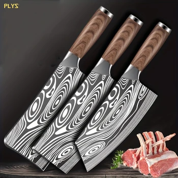 Набор ножей для нарезки с дамасским рисунком премиум-класса - Суперострая овощерезка и косторезка для шеф-поваров - Кованые для высочайшего качества