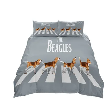 Набор Пододеяльников для собак Beatles King Queen Twin Single Size, Пододеяльник, Наволочки, Комплект постельного белья