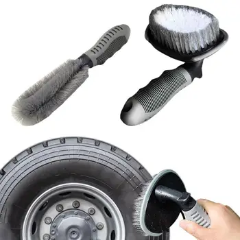 Набор щеток для колесных дисков, 2 шт., набор щеток для деталей автомобиля, портативная щетка для мытья автомобилей, набор для чистки грязных шин и