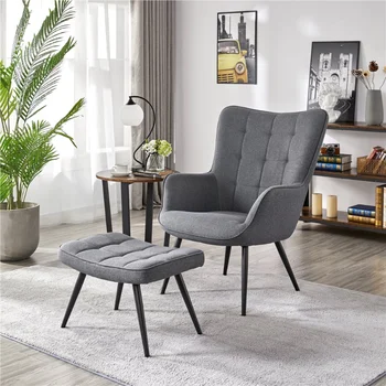 Наборы стульев и пуфиков Easyfashion, серая мебель для гостиной, акцентные стулья для гостиной
