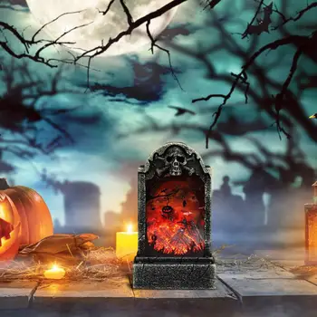 Надгробный камень с черепом, Реквизит, Светодиодное украшение, Светящиеся Надгробные огни на Хэллоуин, Декор стола на открытом воздухе, Рождество для столовой