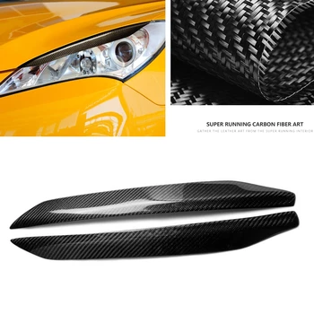 Накладка для бровей фары для Hyundai Genesis Coupe 2009-2011 Крышка лампы переднего головного света Накладка для бровей налобной фары из углеродного волокна Наклейка на веко