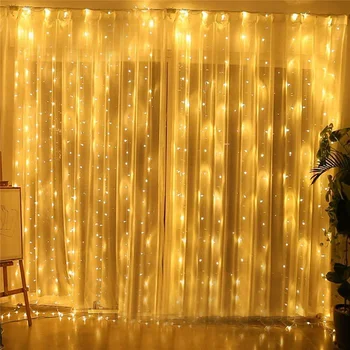 Наружная светодиодная гирлянда для занавесок с сосульками, сказочная светодиодная рождественская гирлянда для новогодней свадьбы, украшения вечеринки в патио на окне дома