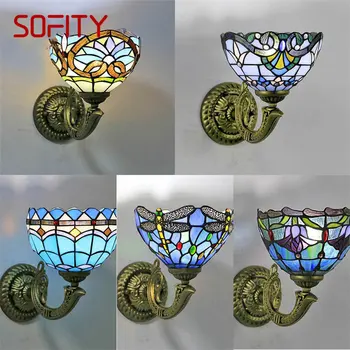 Настенный светильник ULANI Tiffany с креативным цветным рисунком, стеклянное бра для дома, гостиной, спальни, прикроватного декора.