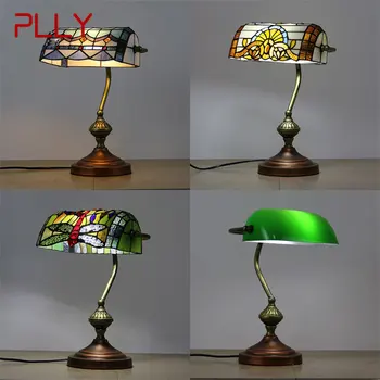 Настольная лампа PLLY Tiffany, Светодиодная Современная Креативная Прикроватная тумбочка из цветного стекла, Декор для дома, Гостиной, Спальни
