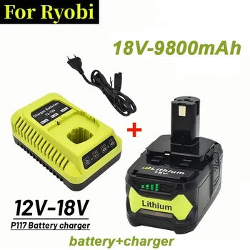 Недавно замененный беспроводной электроинструмент Ryobi One 18V с литий-ионным аккумулятором 9800 мАч pl1820 P108 P106 Rb18l50 Rb 18l4018V для зарядки