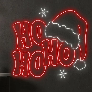 Неоновая вывеска Hohoho С Рождеством, неоновые светодиодные вывески, рождественский неоновый свет для декора гостиной дома отдыха на заднем плане