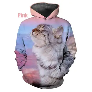Новая горячая распродажа, толстовка с 3D принтом кота, толстовка с милыми животными, Свободный мужской свитер, повседневный пуловер Оверсайз