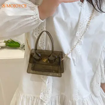 Новая маленькая квадратная сумка прозрачного желеобразного цвета, женская сумка через плечо из ПВХ, женская прозрачная композитная сумка через плечо, модная сумочка