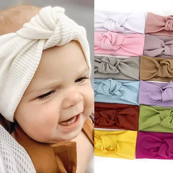 Новая повязка на голову для маленьких девочек, мягкие нейлоновые повязки на голову для новорожденных, однотонная детская повязка на голову, эластичная лента для волос для девочек, аксессуары для детских волос