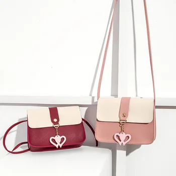 Новая подвеска в форме сердца, женские сумки через плечо из искусственной кожи, роскошная сумка через плечо, модный кошелек, лидер продаж, Маленькая свежая сумка-мессенджер