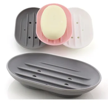 Новая силиконовая мыльница Овальный самоотливающийся держатель для мыла Подставка для хранения мыла Кухонная столешница Лоток для сушки Принадлежностей для ванной комнаты
