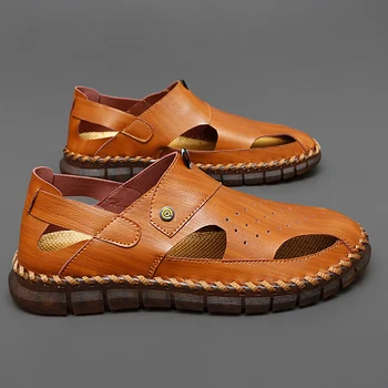 Новые летние сандалии, мужские модные открытые сандалии, удобная дышащая пляжная обувь, мужская прогулочная обувь больших размеров 38-47