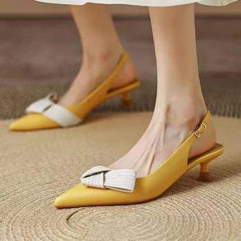 Новые модные женские босоножки на среднем каблуке, обувь для вечеринок с острым носком, Летние дизайнерские Сексуальные тапочки, лодочки на шпильке, Zapatos Mujer