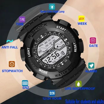 Новые модные мужские часы с электронным дисплеем, семь цветов, красочные светящиеся многофункциональные спортивные модные электронные часы Relojes