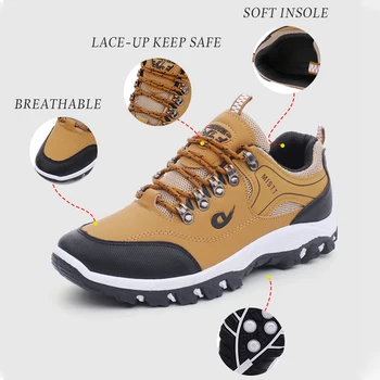Новые осенние кроссовки, мужская модная удобная походная обувь, Мужские кожаные водонепроницаемые противоскользящие кроссовки для мужчин Zapatillas Deporte