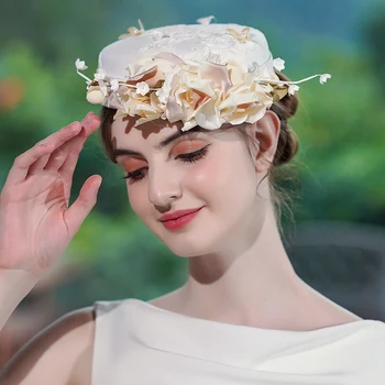 Новый стиль Французский цилиндр Хепберн свадебное платье аксессуары для волос ретро дорожная фотография свадебный головной убор шляпа