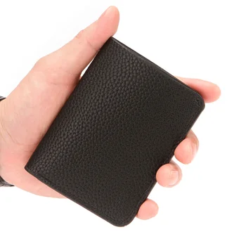 Новый ультратонкий мягкий кошелек из искусственной кожи с зернистостью личи, Мини-кошелек для кредитных карт, мужской футляр для карт, мужская короткая сумка для купюр