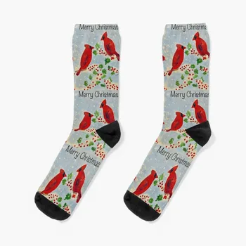 Носки Merry Christmas Cardinals, милые носки, новинка в мужских носках, Женские компрессионные носки, Компрессионные чулки