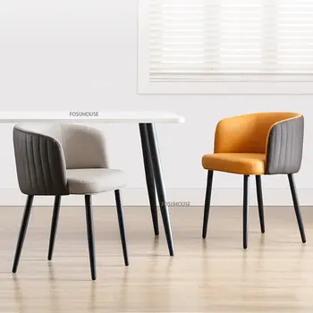 Обеденные стулья из скандинавской кожи, кухонная мебель, Легкий роскошный стол для отдыха, Дизайн спинки стула для переговоров, стул для гостиной в отеле