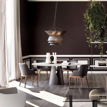 Обеденный стол на заказ из каменной плиты Для небольшой квартиры, современный минималистичный Роскошный Круглый стол на 6 персон, Свадебная мебель для дома