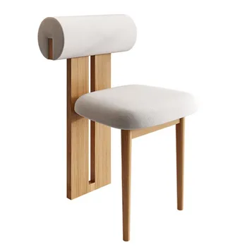 Обеденный стул из массива дерева в стиле Ваби-саби, бархат ягненка, дизайнерский стул в скандинавском японском стиле, индивидуальное творческое кресло