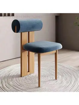 Обеденный стул из массива дерева в стиле Ваби-саби, скандинавский японский стул для макияжа, индивидуальность дизайнера в семье, творческий досуг