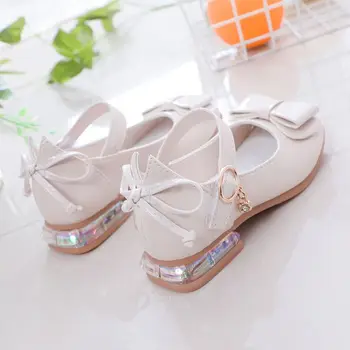 Обувь для девочек из кожи, весна-осень 2023, новая модная обувь принцессы на мягкой подошве, универсальная, прекрасная и милая обувь с бантом
