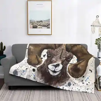 Одеяло от головной боли Мягкое теплое портативное одеяло для путешествий Ram Rams Sheep Big Horn Horns Mountain Wildlife Cqartwork Big Horn Ram