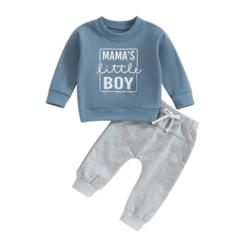 Осенняя одежда для малышей и мальчиков, толстовка с длинным рукавом и эластичные брюки с надписью, осенне-весенняя одежда