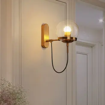 Оформление в индустриальном стиле, ретро настенный светильник для прикроватной тумбочки в спальне, современный ресторан, минималистичный отель, настенный светильник с прозрачным стеклянным шаром