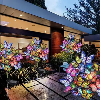 Патио Светодиодная лампа с бабочками, устойчивая к атмосферным воздействиям, Солнечная лампа с бабочками, Водонепроницаемый светодиодный ночник Ip65 для внутреннего дворика с садом