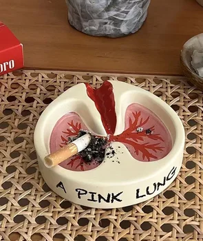 Пепельница с розовым знаком легких Уникальные Забавные Крутые Портативные Креативные Сигареты для курения сигар на рабочем столе Домашний Держатель Пепельницы Для курильщиков