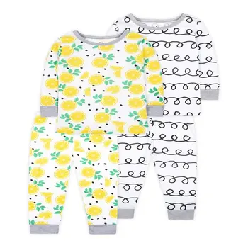 Пижамы с длинными рукавами и штанами для маленьких девочек, 4 предмета, размер от 9 месяцев до 5 лет