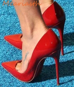 Пикантные женские туфли-лодочки на шпильке, женские туфли на тонком высоком каблуке с острым носком, весенняя женская обувь из лакированной кожи с принтом, большой размер 44