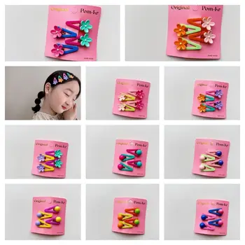 Пластиковый Набор детских Шпилек Модные Детские Заколки из смолы Карамельного Цвета С Цветочной Челкой Для повседневной Жизни