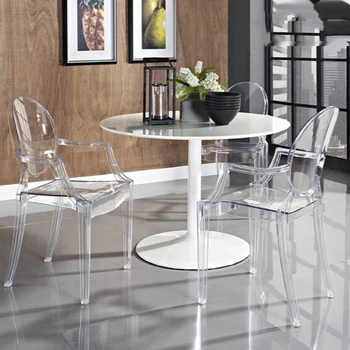 Пластиковый Обеденный стул Современный Простой Дизайнерский Минималистичный Стул Прозрачная Опора для спины Подлокотник Мебель для интерьера салона Fauteuil