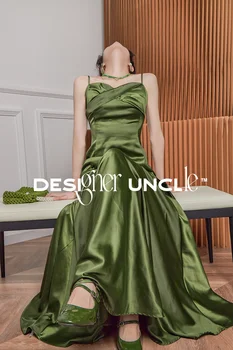 Платье-комбинация французского зеленого цвета, маленькое популярное женское платье высокого класса
