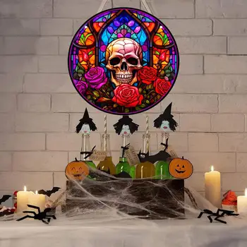 Повесьте на дверь Хэллоуина яркую бирку с жутким черепом, забавное украшение на дверь Хэллоуина для широкого применения, домашняя вечеринка, клубное увядание