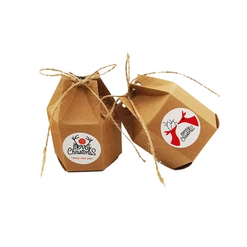 Подарочная коробка из Крафт-бумаги с шестигранной головкой, упаковка конфет, маленькие коробочки для подарков, Рождественская бумажная коробка для детского душа, сувениры для вечеринок.