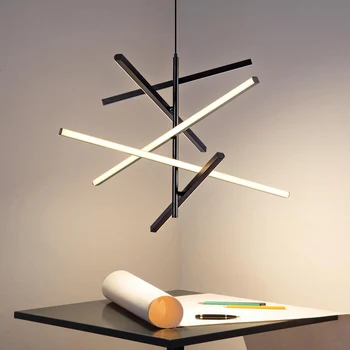 Подвесная лампа для ресторана в скандинавском минималистичном линейном дизайнерском стиле для гостиной, спальни, кабинета, модельного зала